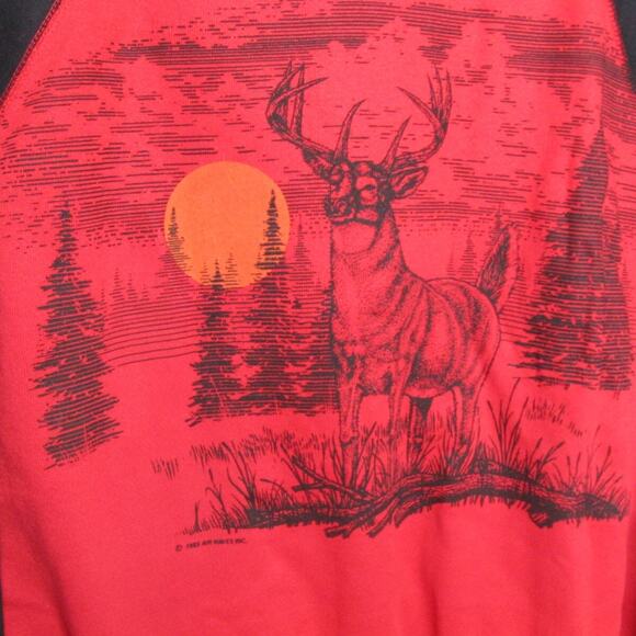 Deer 2 Sided Graphic Sweatshirt Raglan Sleeves Large USA Tultex Vintage 1988 - Picture 3 of 7